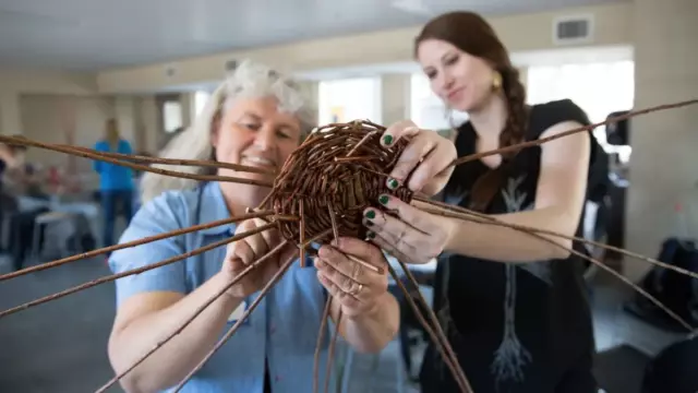 Weaving Willow into a Basket at the Edmonton Resilience Festival